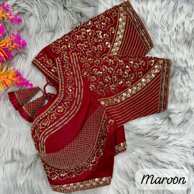 BEAUTIFUL SABYASACHI STYLE PURE HANDWORK BRIDAL BLOUSE