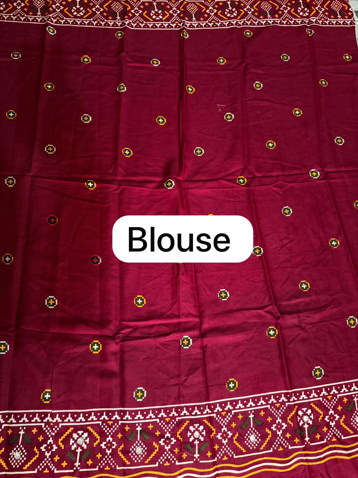 HATHI PATTOLA MAROON SAREE WITH HEAVY LATKAN